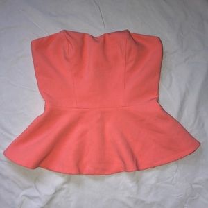 FOREVER21 Pink Strapless Peplum Top